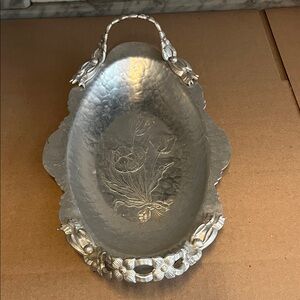 Elegant MCM Hammered Aluminum Tray
Signed. Rodney  Kent 14 inch